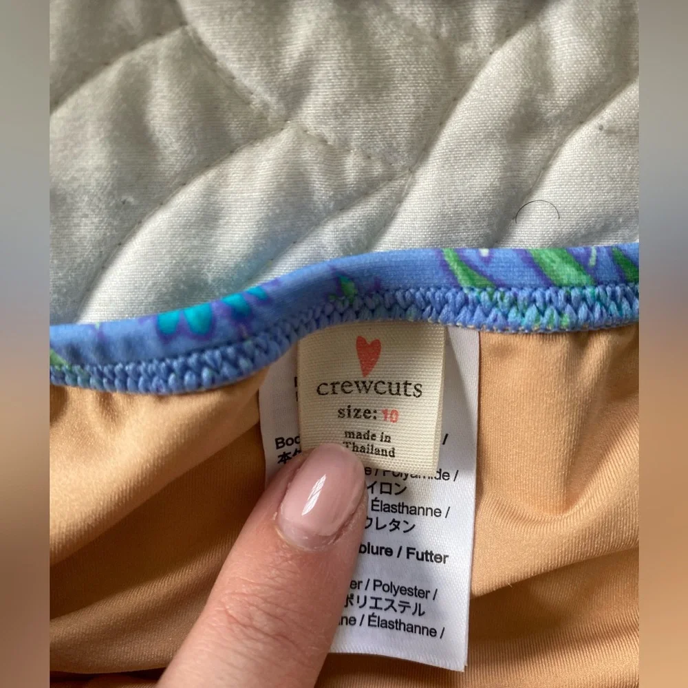 J. Crew Blue Floral One-Shoulder Kids Bikini